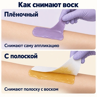 Различие снятия плёночного воска и воска с полоской