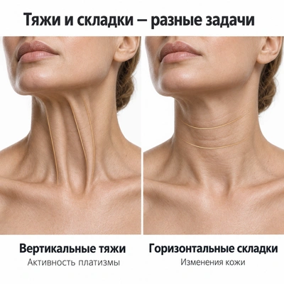 Вертикальные тяжи платизмы и горизонтальные складки шеи: разные задачи коррекции