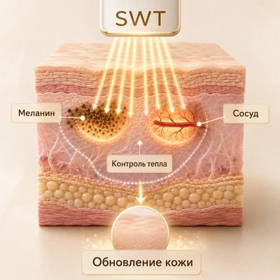 Схема воздействия SWT при фотоомоложении Nordlys Зазеркалье Москва