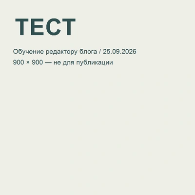 Квадратная светлая карточка с надписью «ТЕСТ» для проверки блока с изображением.