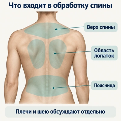 Участки спины для обсуждения объёма фотоэпиляции