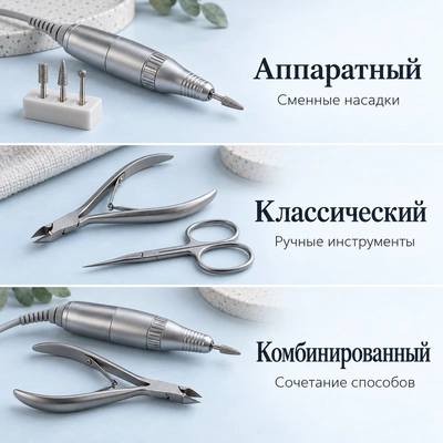Сравнение аппаратной, классической и комбинированной техник маникюра по инструментам