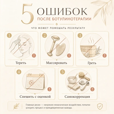 Инфографика о действиях, которых не следует предпринимать после ботулинотерапии